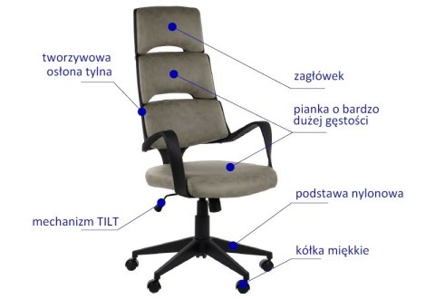 Fotel obrotowy LORETTO tk. 193 ciemny beż - krzesło biurowe do biurka - TILT Fotel obrotowy LORETTO tk. 193 ciemny beż - krzesło biurowe do biurka - TILT