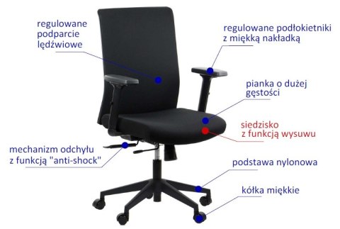 Fotel obrotowy RIVERTON F/L - różne kolory - czarny-czarny - krzesło biurowe do biurka - TILT Fotel obrotowy RIVERTON F/L - różne kolory - czarny-czarny - krzesło biurowe do biurka - TILT