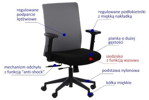 Fotel obrotowy RIVERTON F/L - różne kolory - czarny-szary - krzesło biurowe do biurka - TILT Fotel obrotowy RIVERTON F/L - różne kolory - czarny-szary - krzesło biurowe do biurka - TILT