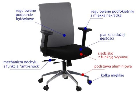 Fotel obrotowy RIVERTON F/L/AL - różne kolory - czarny-szary - krzesło biurowe do biurka - TILT Fotel obrotowy RIVERTON F/L/AL - różne kolory - czarny-szary - krzesło biurowe do biurka - TILT