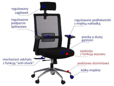 Fotel obrotowy RIVERTON M/H/AL - różne kolory - czarny-szary - krzesło biurowe do biurka - TILT, ZAGŁÓWEK Fotel obrotowy RIVERTON M/H/AL - różne kolory - czarny-szary - krzesło biurowe do biurka - TILT, ZAGŁÓWEK