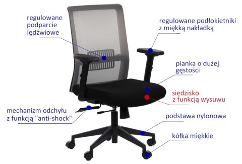 Fotel obrotowy RIVERTON M/L - różne kolory - szary-szary - krzesło biurowe do biurka - TILT Fotel obrotowy RIVERTON M/L - różne kolory - szary-szary - krzesło biurowe do biurka - TILT