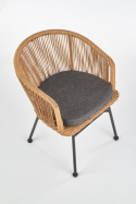 Halmar K400 krzesło rattan synt. kolor naturalny / popielaty/czarny