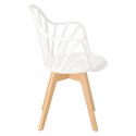 Intesi Krzesło Sirena z podłokietnikami białe tworzywo PP poduszka ekoskóra nogi drewno bukowe nowoczesne i wygodne