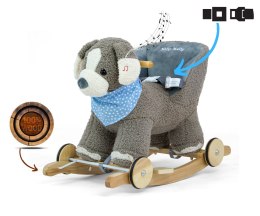 Milly Mally Piesek Polly - Gray Dog Szary na biegunach lub kółkach interaktywne uszy regulowany pas bezpieczeństwa 12 m+