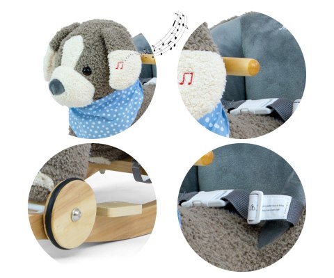 Milly Mally Piesek Polly - Gray Dog Szary na biegunach lub kółkach interaktywne uszy regulowany pas bezpieczeństwa 12 m+ Milly Mally Piesek Polly - Gray Dog Szary na biegunach lub kółkach interaktywne uszy regulowany pas bezpieczeństwa 12 m+