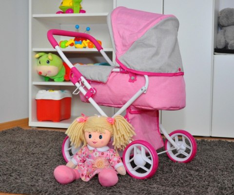 Milly Mally Wózek dla lalek Alice Prestige Pink Różowy, składany Milly Mally Wózek dla lalek Alice Prestige Pink Różowy, składany