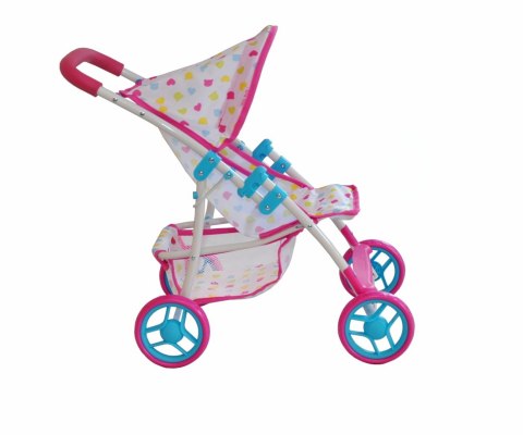 Milly Mally Wózek dla lalek spacerówka Natalie Candy Różowo Biały składany kosz na drobiazgi składana budka pasy Milly Mally Wózek dla lalek spacerówka Natalie Candy Różowo Biały składany kosz na drobiazgi składana budka pasy
