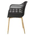 Simplet Krzesło Fotel Becker tworzywo PP czarne/ nogi metal okleinowany naturalny z podłokietnikami