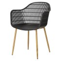 Simplet Krzesło Fotel Becker tworzywo PP czarne/ nogi metal okleinowany naturalny z podłokietnikami