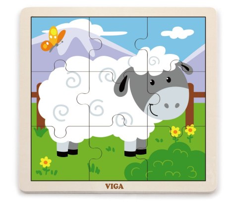 Viga Viga 51437 Puzzle na podkładce 9 elementów - owieczka Viga Viga 51437 Puzzle na podkładce 9 elementów - owieczka