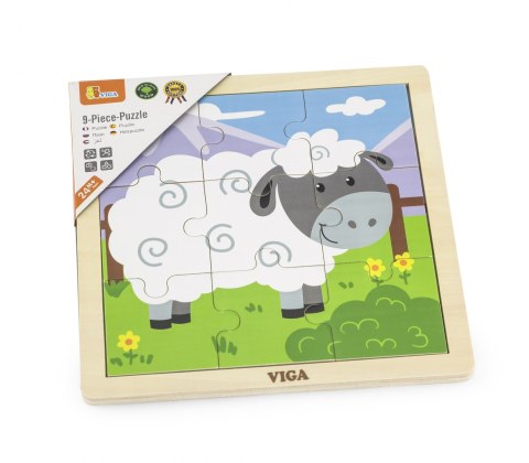 Viga Viga 51437 Puzzle na podkładce 9 elementów - owieczka Viga Viga 51437 Puzzle na podkładce 9 elementów - owieczka