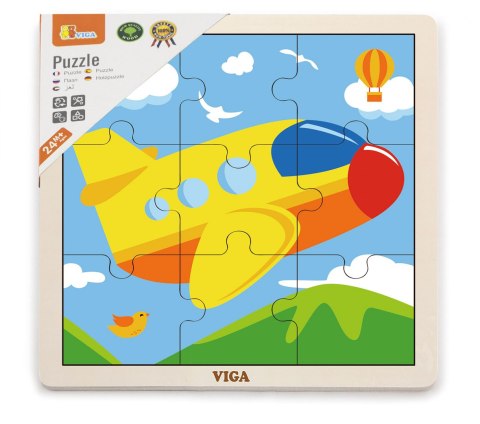 Viga Viga 51447 Puzzle na podkładce 9 elementów - samolot Viga Viga 51447 Puzzle na podkładce 9 elementów - samolot