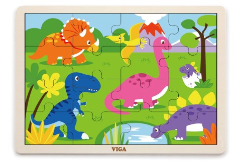 Viga Viga 51452 Puzzle na podkładce 16 elementów - dinozaury