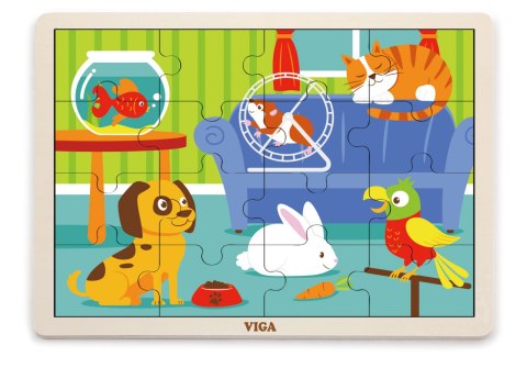 Viga Viga 51453 Puzzle na podkładce 16 elementów - zwierzęta domowe Viga Viga 51453 Puzzle na podkładce 16 elementów - zwierzęta domowe