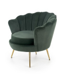 Halmar AMORINITO fotel wypoczynkowy ciemny zielony / złoty materiał: tkanina velvet/ stal chromowana Halmar AMORINITO fotel wypoczynkowy ciemny zielony / złoty materiał: tkanina velvet/ stal chromowana