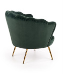 Halmar AMORINITO fotel wypoczynkowy ciemny zielony / złoty materiał: tkanina velvet/ stal chromowana