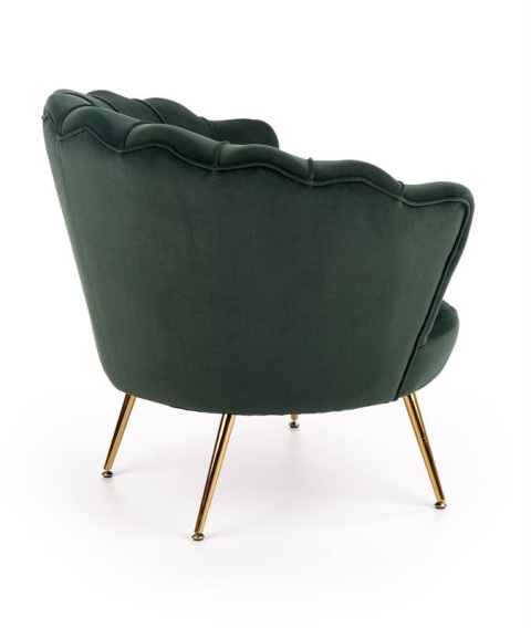 Halmar AMORINITO fotel wypoczynkowy ciemny zielony / złoty materiał: tkanina velvet/ stal chromowana Halmar AMORINITO fotel wypoczynkowy ciemny zielony / złoty materiał: tkanina velvet/ stal chromowana