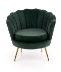 Halmar AMORINITO fotel wypoczynkowy ciemny zielony / złoty materiał: tkanina velvet/ stal chromowana Halmar AMORINITO fotel wypoczynkowy ciemny zielony / złoty materiał: tkanina velvet/ stal chromowana