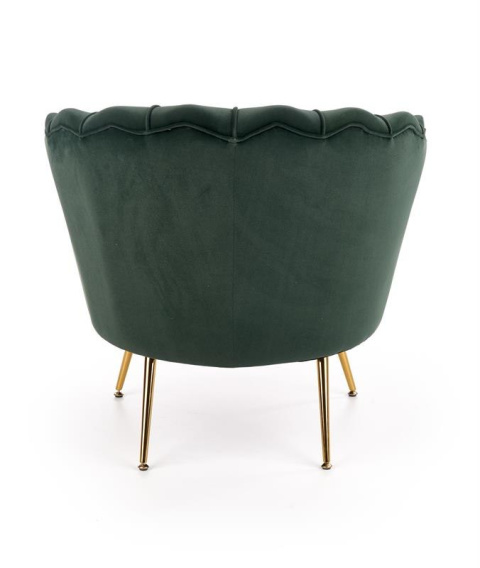 Halmar AMORINITO fotel wypoczynkowy ciemny zielony / złoty materiał: tkanina velvet/ stal chromowana Halmar AMORINITO fotel wypoczynkowy ciemny zielony / złoty materiał: tkanina velvet/ stal chromowana