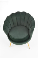 Halmar AMORINITO fotel wypoczynkowy ciemny zielony / złoty materiał: tkanina velvet/ stal chromowana Halmar AMORINITO fotel wypoczynkowy ciemny zielony / złoty materiał: tkanina velvet/ stal chromowana