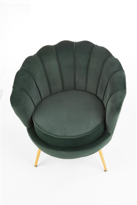 Halmar AMORINITO fotel wypoczynkowy ciemny zielony / złoty materiał: tkanina velvet/ stal chromowana Halmar AMORINITO fotel wypoczynkowy ciemny zielony / złoty materiał: tkanina velvet/ stal chromowana
