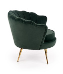 Halmar AMORINITO fotel wypoczynkowy ciemny zielony / złoty materiał: tkanina velvet/ stal chromowana Halmar AMORINITO fotel wypoczynkowy ciemny zielony / złoty materiał: tkanina velvet/ stal chromowana