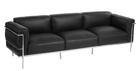 D2.DESIGN Sofa 3-osobowa Soft GC czarna skóra