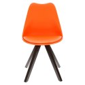 Intesi Krzesło Norden Star Square black PP pomarańczowe tworzywo poduszka ekoskóra nogi lite drewno bukowe czarne