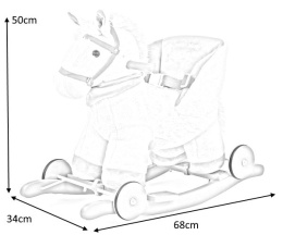 Milly Mally Koń Konik na biegunach lub kółkach Polly Beige Kremowo Szary interaktywne uszka regulowane pasy kantar 12 m+