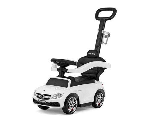 Milly Mally Pojazd z rączką MERCEDES-AMG C63 Coupe White Biały interaktywna kierownica z logo klakson schowek uchwyt na kubek Milly Mally Pojazd z rączką MERCEDES-AMG C63 Coupe White Biały interaktywna kierownica z logo klakson schowek uchwyt na kubek