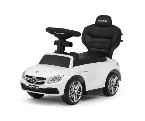 Milly Mally Pojazd z rączką MERCEDES-AMG C63 Coupe White Biały interaktywna kierownica z logo klakson schowek uchwyt na kubek Milly Mally Pojazd z rączką MERCEDES-AMG C63 Coupe White Biały interaktywna kierownica z logo klakson schowek uchwyt na kubek