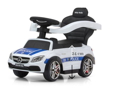 Milly Mally Pojazd z rączką MERCEDES-AMG Coupe Police Jeździk Pchacz schowek pod siedziskiem kierownica z logo uchwyt na kubek Milly Mally Pojazd z rączką MERCEDES-AMG Coupe Police Jeździk Pchacz schowek pod siedziskiem kierownica z logo uchwyt na kubek