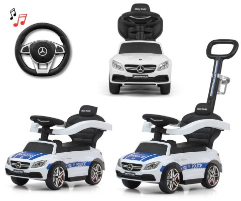 Milly Mally Pojazd z rączką MERCEDES-AMG Coupe Police Jeździk Pchacz schowek pod siedziskiem kierownica z logo uchwyt na kubek Milly Mally Pojazd z rączką MERCEDES-AMG Coupe Police Jeździk Pchacz schowek pod siedziskiem kierownica z logo uchwyt na kubek