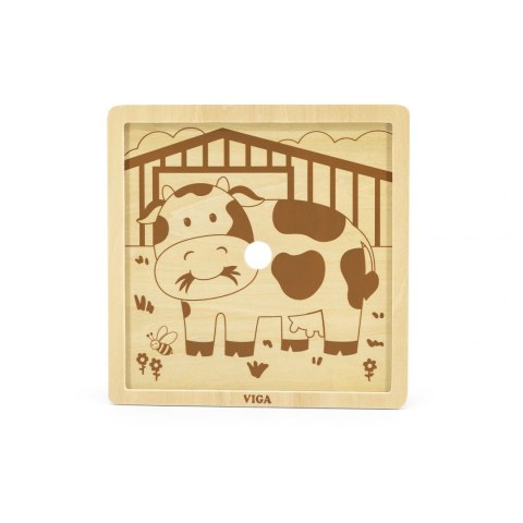 Viga Viga 51438 Puzzle na podkładce 9 elementów - krówka Viga Viga 51438 Puzzle na podkładce 9 elementów - krówka