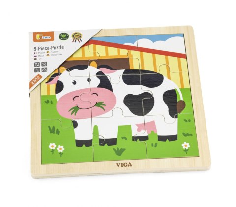 Viga Viga 51438 Puzzle na podkładce 9 elementów - krówka Viga Viga 51438 Puzzle na podkładce 9 elementów - krówka