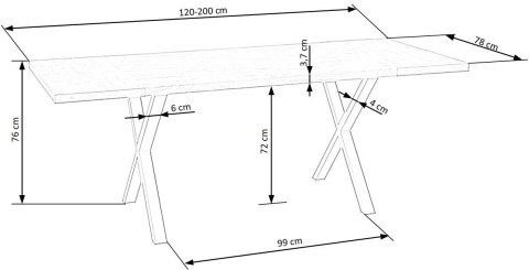 Halmar stół APEX 120x78 drewno lite - dębowe kolor: dąb naturalny podstawa stal malowana proszkowo czarny Halmar stół APEX 120x78 drewno lite - dębowe kolor: dąb naturalny podstawa stal malowana proszkowo czarny