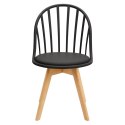 Intesi Krzesło Sirena czarne siedzisko tworzywo PP poduszka ekoskóra nogi drewno bukowe nowoczesne i wygodne