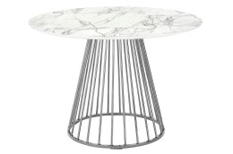 King Home Stół GLAM MARBLE - MDF imitacja marmuru, chromowana podstawa metal fi 110