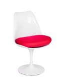 King Home Krzesło TULIP białe z czerwoną poduszką - ABS, podstawa metalowa