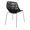 D2.DESIGN Krzesło Cepelia czarne siedzisko tworzywo wzór przypomina winorośl podstawa stal chromowana można sztaplować D2.DESIGN Krzesło Cepelia czarne siedzisko tworzywo wzór przypomina winorośl podstawa stal chromowana można sztaplować
