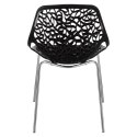 D2.DESIGN Krzesło Cepelia czarne siedzisko tworzywo wzór przypomina winorośl podstawa stal chromowana można sztaplować D2.DESIGN Krzesło Cepelia czarne siedzisko tworzywo wzór przypomina winorośl podstawa stal chromowana można sztaplować