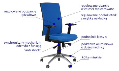 Fotel obrotowy KB-8922B/ALU NIEBIESKI - krzesło biurowe do biurka - TILT Fotel obrotowy KB-8922B/ALU NIEBIESKI - krzesło biurowe do biurka - TILT