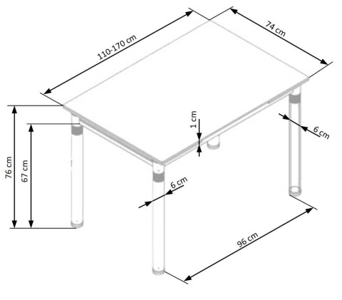 Halmar stół L31 rozkładany 110-170x74 biały szkło stelaż stal chromowana Halmar stół L31 rozkładany 110-170x74 biały szkło stelaż stal chromowana