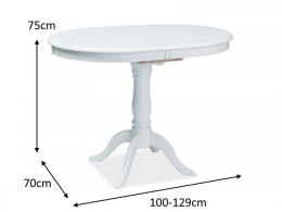 SIGNAL STÓŁ OWALNY DELLO ROZKŁADANY BLAT MDF STELAŻ DREWNO BIAŁY 100(129)x70 DO JADALNI RESTAURACJI