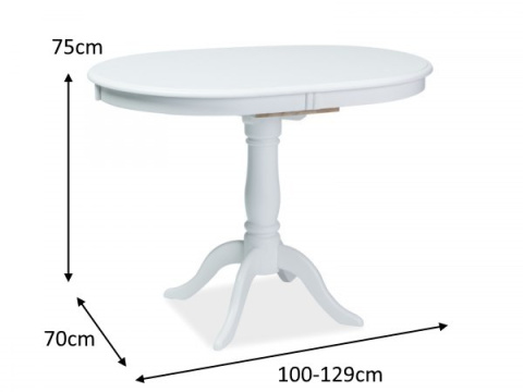 SIGNAL STÓŁ OWALNY DELLO ROZKŁADANY BLAT MDF STELAŻ DREWNO BIAŁY 100(129)x70 DO JADALNI RESTAURACJI SIGNAL STÓŁ OWALNY DELLO ROZKŁADANY BLAT MDF STELAŻ DREWNO BIAŁY 100(129)x70 DO JADALNI RESTAURACJI