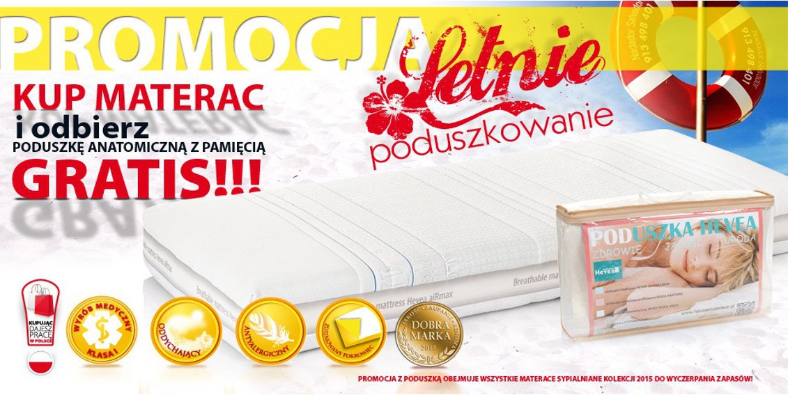 kupując materac Hevea poduszka GRATIS